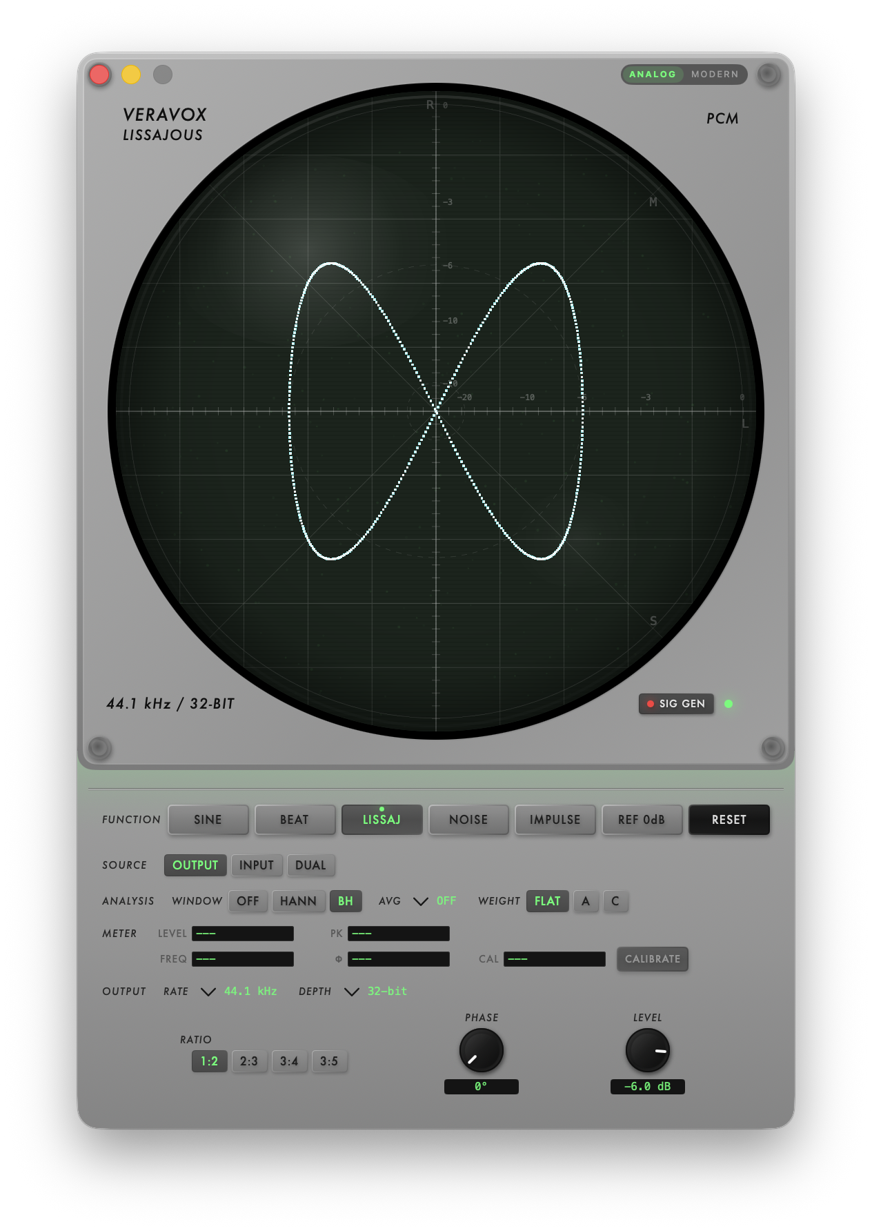 VeraVox Signal Generator — dual-channel measurement engine